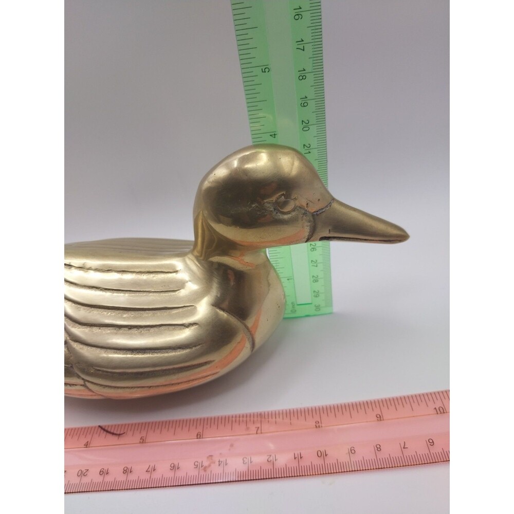 Vintage MCM Heavy Brass Duck Figurine 10” Long- EUC - Picture 14 of 14